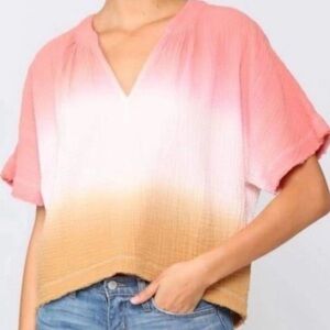 Young Fabulous & Broke Pink and Tan Ombre cotton top